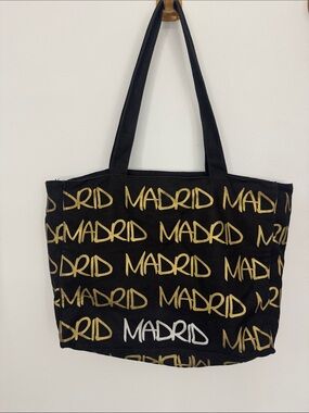 Black and Gold 'Madrid' Canvas Tote Bag